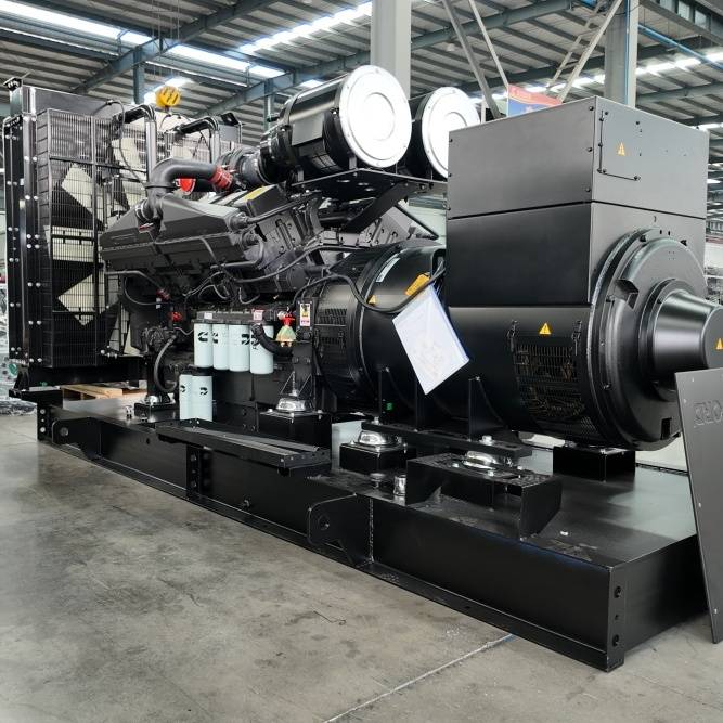 Industrial open type diesel generator set on heavy duty steel chassis